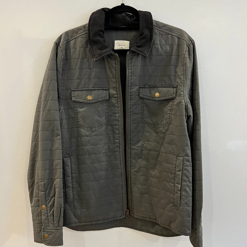 Billy Reid Quilted Shirt Jacket With Suede Collar (Grey/M)
